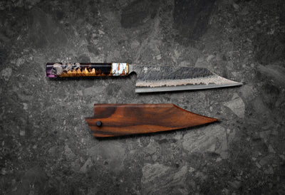Purple Haze Damascus Copper Knife Itamae 
