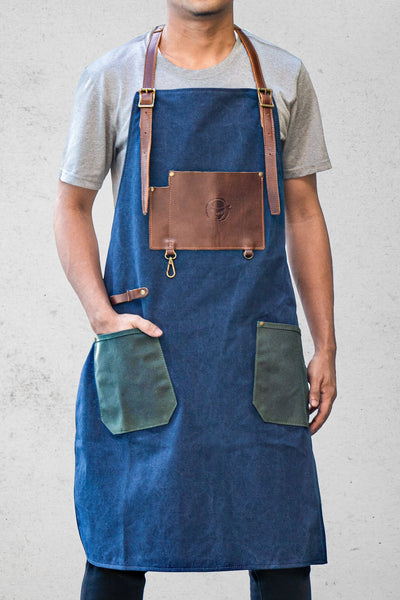 Denim Bib Apron Leather Strap Baker Bartender BBQ Chef Work Cook  Uniform(Blue) | eBay